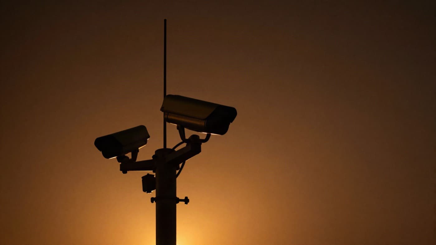 CCTV camera against a night sky
