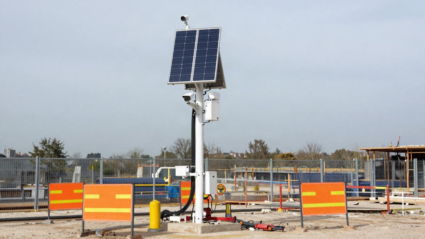 Rapid deployable CCTV tower on a construction compound